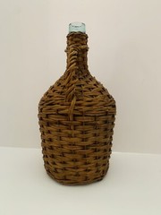 Wicker Wrapped Clear Glass Bottle 13&Prime;