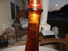 Vintage Brown? Glass Flower Genie Bottle Wine Bottle Decanter Italy Estate Find