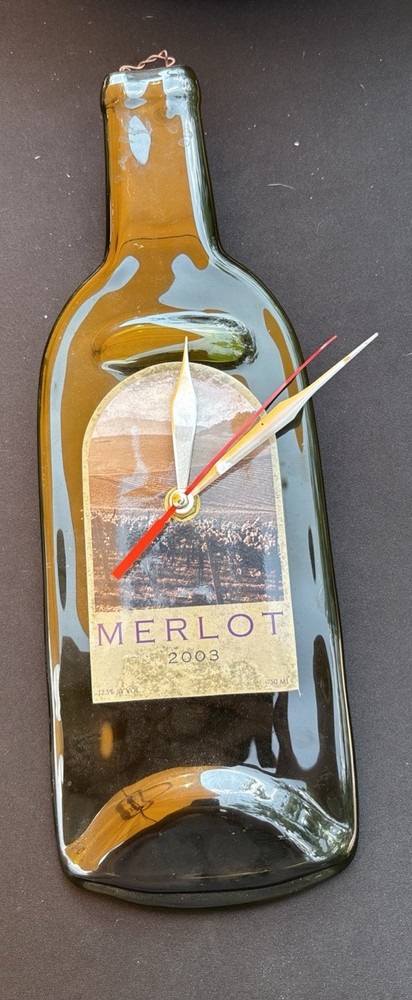 2003 Margot Wine Bottle PRESSED GLASS WINE BOTTLE CLOCK Wall Art