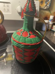 Vintage Viresa Plastic Woven Wine Bottle Decanter With Handle