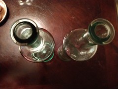 Vintage Set of 2 Green Wine Bottles 12&Prime;