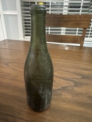 RARE 1840&rsquo;s Hand Blown Green Champagne Wine Bottle 10&Prime; x 2 3/4&Prime;