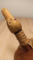 Vintage leather bottle for wine or spirits. Italy. 1980s