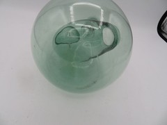 Vintage Hand-blown Green Wine Chiller Bottle Decanter with Ice Chamber