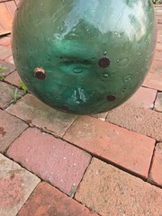Vintage Green Glass Demijohn Bottle