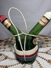 Vintage Chianti Wine Bottles Italy Green Multi-Color Decorative Basket Set