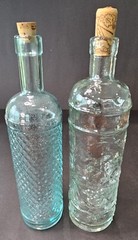 Lot of 5 Bottles Williams Sonoma Clear Pressed Glass Grapes Grapevines 9&Prime; & 12&Prime;