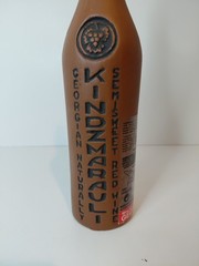 Kindzmarauli Georgian Ceramic Clay Red Wine Bottle w/ 3D Design Original Cork