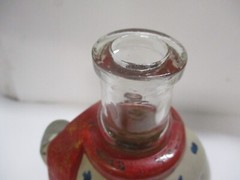 Vintage Painted Glass Skier Figurine Italian Wine Bottle – Empty