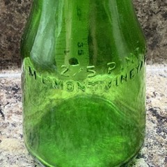 Vintage M LAMONT VINEYARDS 2/5 Pint Green Glass Empty Wine Cruets Bottles.
