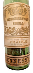Ja Hennessy Cognac, 2 Star SO, Antique Bottle, France/Germany, Etched Glass Cork