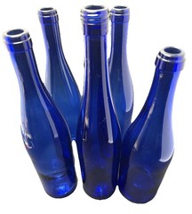 5 Vintage Cobalt Blue Wine Bottles 3 Trademark On Bottom