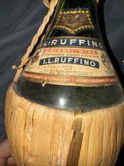 Vintage 1950s I. L. Ruffino Green Glass Bottle (empty)