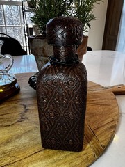 VTG Barware Leather Covered Wrapped Spanish Wine Decanter Wine Bottle 8.5 in