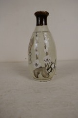 Vintage Pair Chinese Mijiu or Rice Wine Bottle/ Vase & Bud Vase Traditional Art