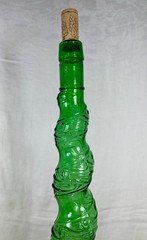 Vtg Emerald Green Empoli style Swirl Chiant Bottle 17” Tall Italy