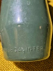 Vintage Portuguese Small Green Glass Bottle JM DA Fonseca Azeitao Portugal