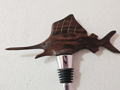  Swordfish Marlin Wooden Nautical Wine Bottle Stopper Handmade Carved
