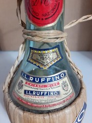 1955 RUFFINO CHIANTI EMPTY WINE BOTTLE WICKER RATTAN WRAP U.S. ARMY OPEN MESS