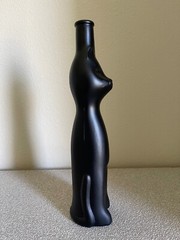Happy Black Cat Mosel Riesling 13&Prime; EMPTY Bottle Vase Satin Matte Halloween