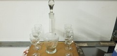 Toscany Etched Crystal Decanter with 6 Glasses