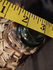 Antique Aqua Green Rattan Wrapped Glass Demijohn Bottle 16&Prime; Jug Wicker Woven A+!