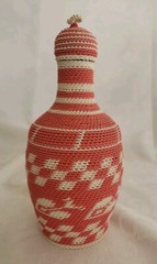 Vintage Demijohn French Liquor Bottle Plastic Wicker Woven Nice!