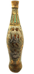 Vintage Italian Clay Ceramic Wine Bottle Titulus 24k Accents Italy No Cork