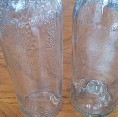Pair Clear Glass Wine Bottles Embossed Grapevine Motif 4/5 Quart