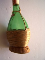 Vintage 1971 Italian Mirafiore Wine OVAL Bottle with Wicker Basket – 9.5&Prime;