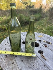 Vintage Olive Green Wine Bottle Pair