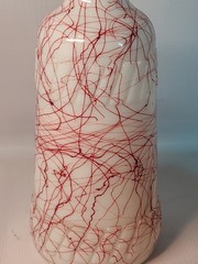 Vtg Hazel Atlas Wine Bottle Milk Glass Rust Burnt Splatter Welch&rsquo;s MCM Bar 1950s