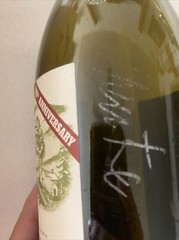 135th Anniversary Wente Vineyards Wine Wood Box, Signed Empty Bottle Collectible