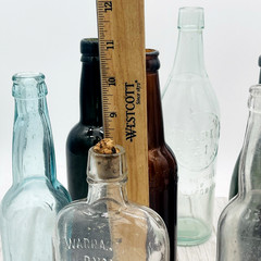 Lot of 13 Atq Vtg Colored Green Clear Amber Wine Beer Booze Bottles Decor