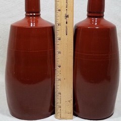 GERMANY STONEWARE EMPTY WINE BEER BOTTLE DECANTER GLAZE BROWN LOT OF 2 VTG RETRO