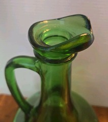 Vintage Boho Green Glass Wine Bottle,Jug,Decanter, Wine World 1978 12&Prime;