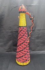 Vintage Plastic Wicker Wrapped Wine Bottle Decanter Made in Spain