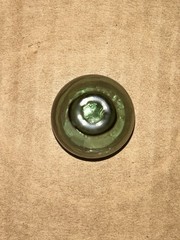 Antique Unbranded 3” Sea Moss Green Torpedo Hand Blown Glass Bottle