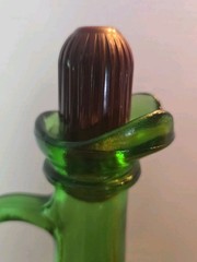 Vintage Boho Green Glass Wine Bottle,Jug,Decanter, Wine World 1978 12&Prime;