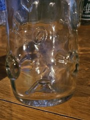 Unique 1957 Clear Wine Bottle/Decanter w 11 Raised Dimpled Circles, 24oz., NICE!