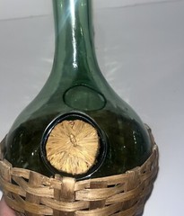 VINTAGE HAND BLOWN GREEN GLASS WINE BOTTLE DECANTER FROM ITALY
