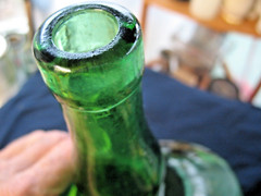 BOLLA BREVETTATA GREEN GLASS WINE BOTTLE 15 » X 10 » X5 » CAPACITY 4 LITERS