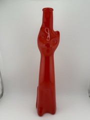 Red Happy Cat Glass Wine Bottle 13 in. Collection Fun Cats! 🐱