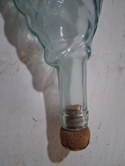 Vintage Aqua Clear Glass Fish Shaped Decanter Wine Bottle w/ Cork Made in Italy