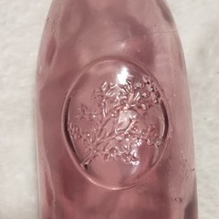 Pink Glass Wine Bottle Embossed Floral Design Collectible