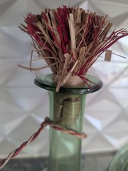 Italian Chianti Fiasco Bottle Internal Ice Chamber Glass Straw Wine Vtg 15inch