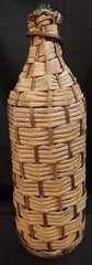 Antique Aqua Green Rattan Wrapped Glass Demijohn Bottle 16&Prime; Jug Wicker Woven A+!