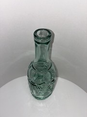Vintage Green Clear Glass Wine Bottle 11 1/2”