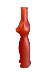 Happy Cat Matte Red Glass Mosel Reisling Rheinhessen Germany Wine Bottle 13”