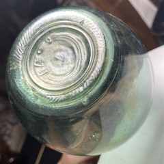 Vintage DF Vino D&rsquo;Italia Green Teal Glass Round Bottom Wine Bottle!! No Cork